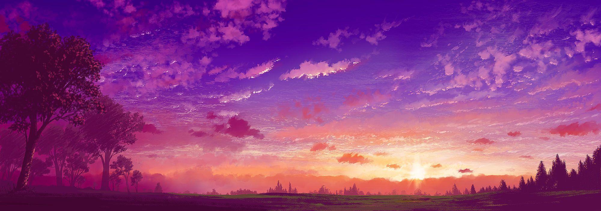 Featured image of post Purple Sunset Wallpaper Anime